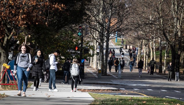 Cornell University students walk on campus Nov. 6, 2023.