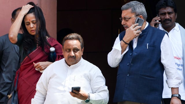 All India Trinamool Congress (AITC) MPs Mahua Moitra and Kalyan Banerjee at Parliament during the Budget session, in New Delhi.