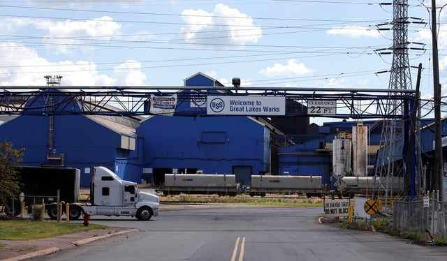 An entrance to the U.S. Steel Great Lakes Works plant is seen in Ecorse, Michigan, U.S., September 24, 2019. Picture taken September 24, 2019. REUTERS/Rebecca Cook