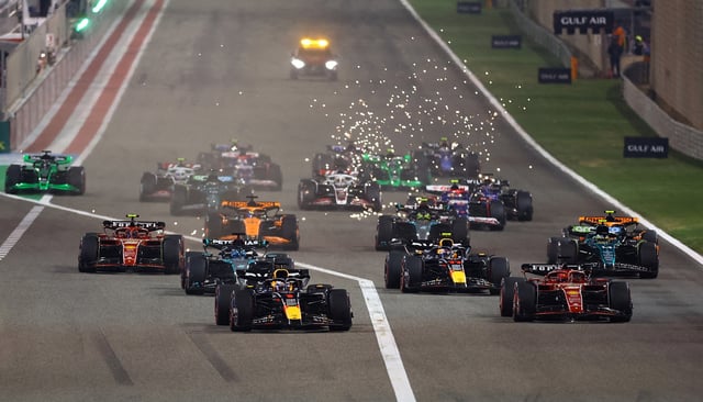 Formula One F1 - Bahrain Grand Prix - Bahrain International Circuit, Sakhir, Bahrain - March 2, 2024 General view of drivers in action during the start of the Bahrain Grand Prix REUTERS/Rula Rouhana/File Photo
