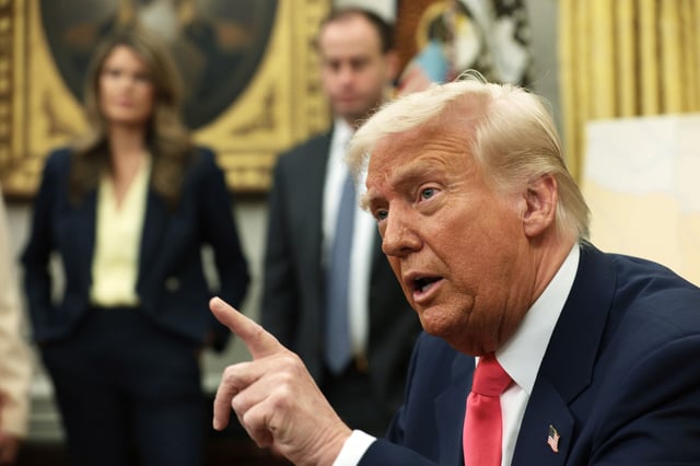 U.S. President Donald Trump speaks after signing an executive order targeting the Perkins Coie law firm in the White House on March 6.