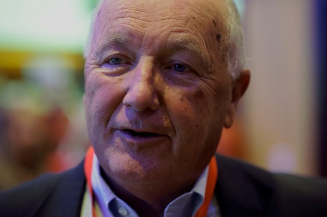 Michigan Republican Party chair Pete Hoekstra speaks to the media as he takes part in a Republican caucus in Grand Rapids, Michigan, U.S., March 2, 2024.  REUTERS/Dieu-Nalio Chery