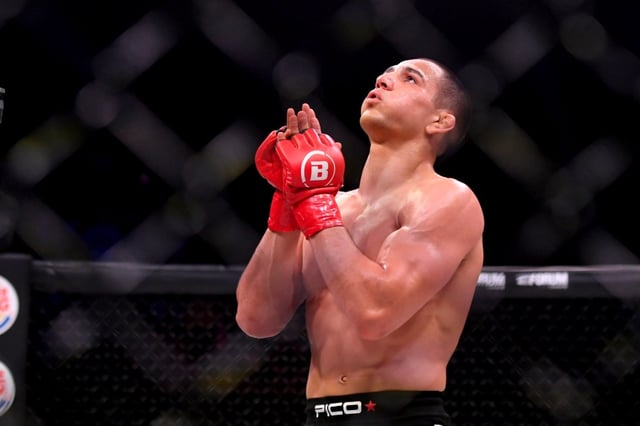 Whittier native Aaron Pico, seen after knocking out Daniel Carey at Bellator 238 at The Forum in Inglewood on Jan. 25, 2020, has signed with the UFC. (Photo by Hans Gutknecht, Los Angeles Daily News/SCNG)