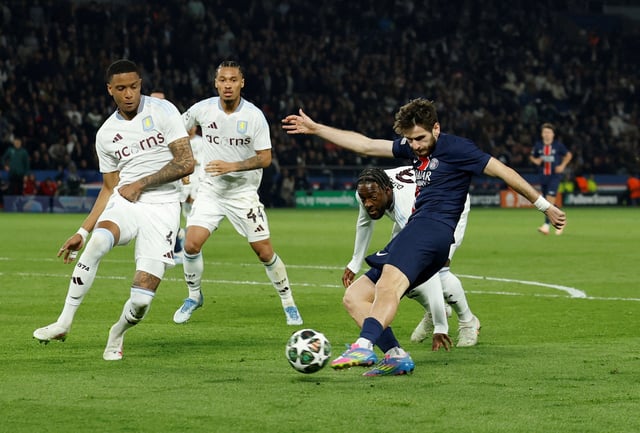 Soccer Football - Champions League - Quarter Final - First Leg - Paris St Germain v Aston Villa - Parc des Princes, Paris, France - April 9, 2025 Paris St Germain's Khvicha Kvaratskhelia scores their second goal Action Images via Reuters/Jason Cairnduff     TPX IMAGES OF THE DAY