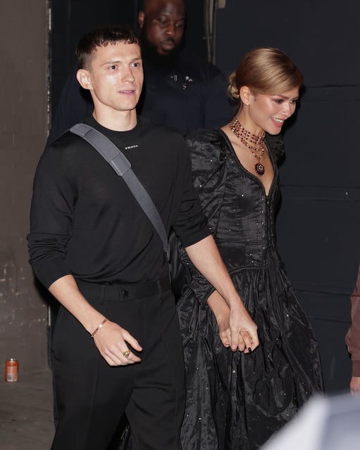 Tom Holland and Zendaya are seen leaving the Duke of York’s Theatre after a “Romeo and Juliet” press night May 23, 2024 in London.