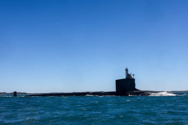 Virginia-class fast attack submarine USS Minnesota (SSN-783) is seen off the coast of Western Australia, Australia March 16, 2025.   COLIN MURTY/Pool via REUTERS /File Photo