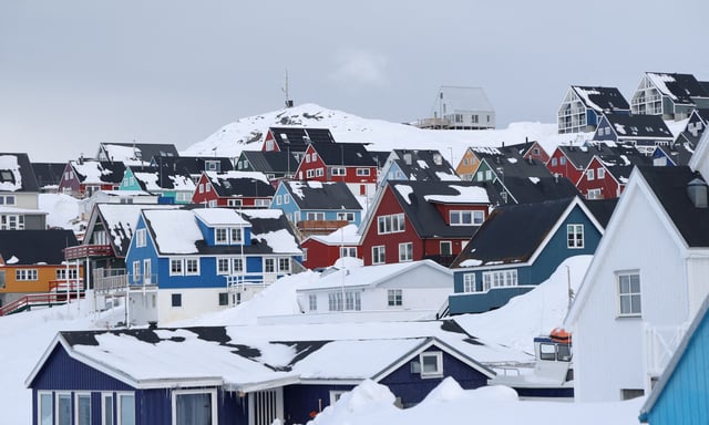 A view shows the city of Nuuk, Greenland, March 28, 2025. REUTERS/Leonhard Foeger/File Photo