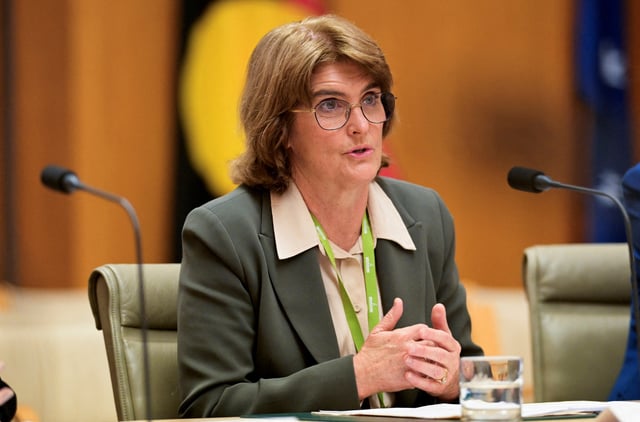 Reserve Bank of Australia's governor Michele Bullock speaks as she faces the House of Representatives Standing Committee on Economics at Australian Parliament House, Canberra, Australia, August 16, 2024. REUTERS/Tracey Nearmy/File Photo