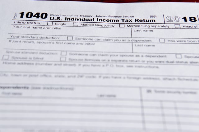 File photo: a tax return form from 2018.