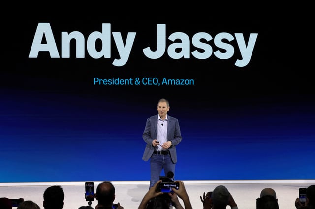 Amazon CEO Andy Jassy speaks during an Amazon Devices launch event in New York City, U.S., February 26, 2025. REUTERS/Brendan McDermid/ File Photo