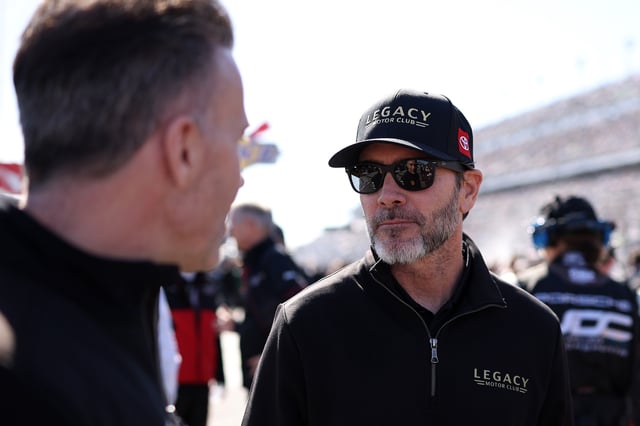 Jimmie Johnson, co-owner of Legacy Motor Club on track prior to the Rolex 24 at Daytona International Speedway on January 25, 2025 in Daytona Beach, Florida.
