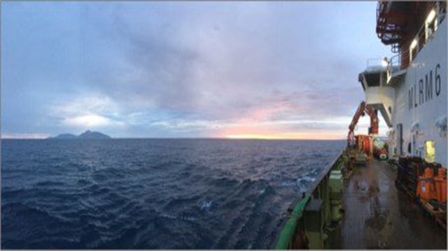 Sunset view from the James Cook Research Vessel.