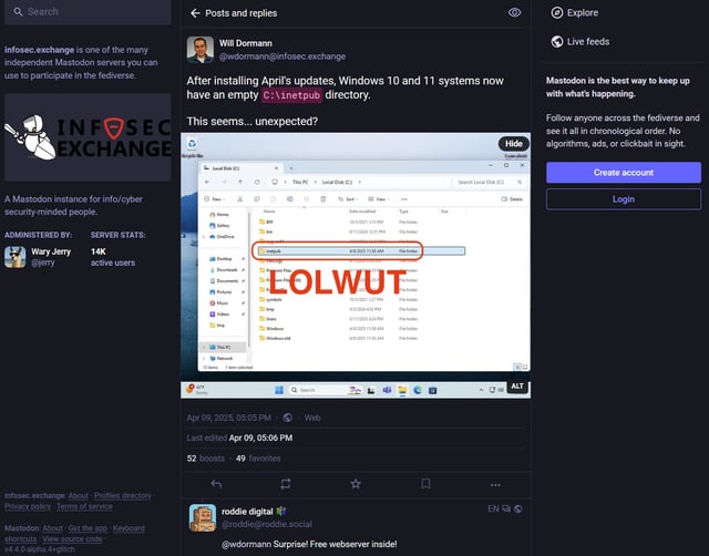 Will Dormann spotted an errant 'inetpub' folder