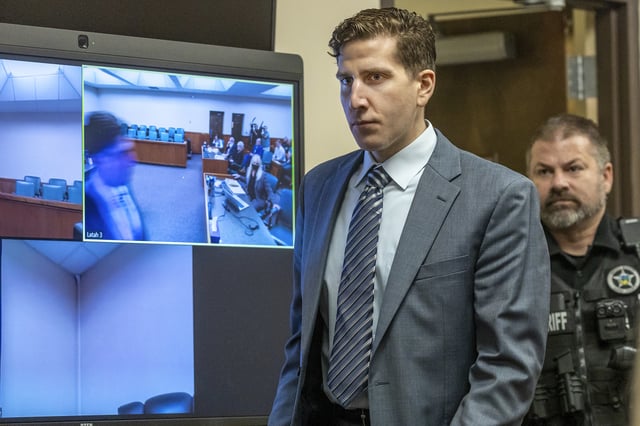 Bryan Kohberger enters the courtroom for a hearing, Friday, Aug. 18, 2023, at the Latah County Courthouse in Moscow., Idaho.