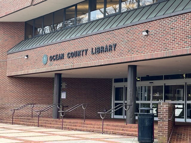 The entrance to the main branch of the Ocean County Library in Toms River, April 3, 2025.