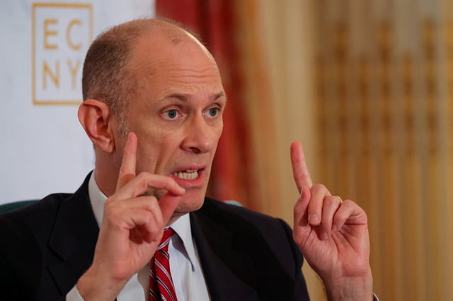 Austan Goolsbee, President and CEO of the Federal Reserve Bank of Chicago, speaks to the Economic Club of New York in New York City, U.S., April 10, 2025.  REUTERS/Brendan McDermid