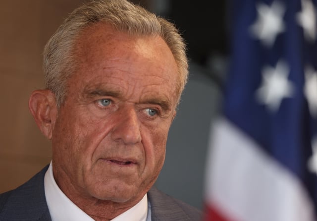 U.S. Health Secretary Robert F. Kennedy Jr. attends a press conference while visiting the Osher Center for Integrative Health at the University of Utah in Salt Lake City, Utah, U.S. April 7, 2025.  REUTERS/Jim Urquhart