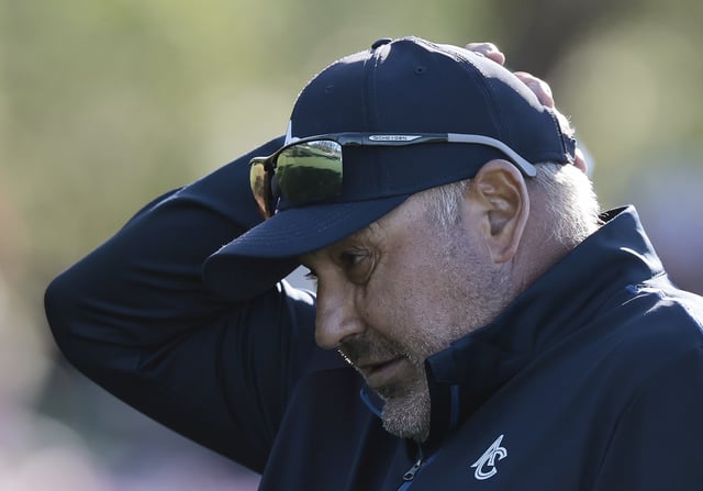 Angel Cabrera of Argentina leaves the eighth hole during a practice round prior to the 2025 Masters Tournament at Augusta National Golf Club on April 08, 2025 in Augusta, Georgia.