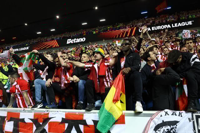 Soccer Football - Europa League - Quarter Final - First Leg - Rangers v Athletic Bilbao - Ibrox, Glasgow, Scotland, Britain - April 10, 2025 Athletic Bilbao fans Action Images via Reuters/Lee Smith