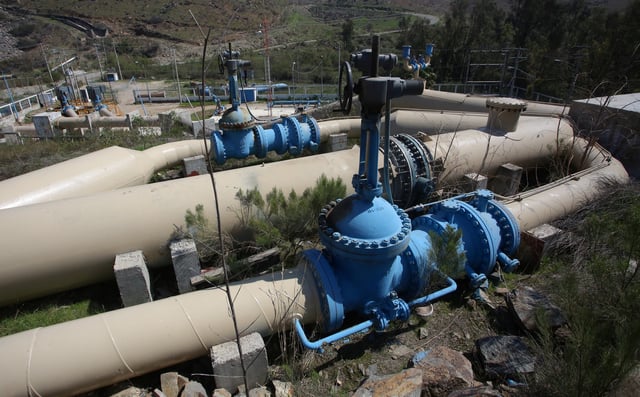 View of pipe system of El Carrizo dam, after the U.S. announced it will deny for the first time a request by Mexico to send water through a special delivery channel from the Colorado River to Tijuana, due to shortfalls in Mexico's water deliveries under the water sharing treaty signed in 1944 by both nations, in Tecate, Mexico, March 21, 2025. REUTERS/Jorge Duenes
