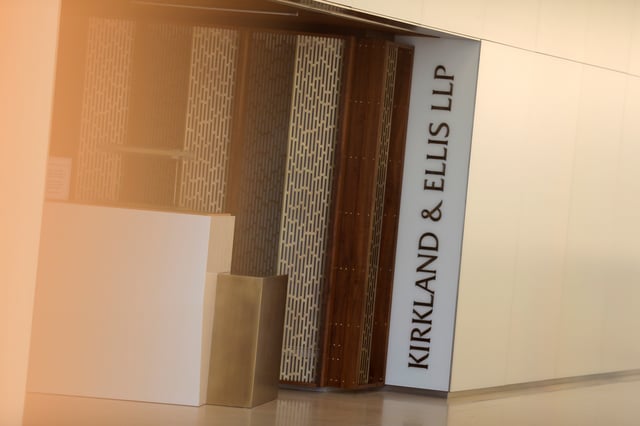 Signage is seen outside of the law firm Kirkland & Ellis LLP in Washington, D.C., U.S., August 30, 2020. REUTERS/Andrew Kelly