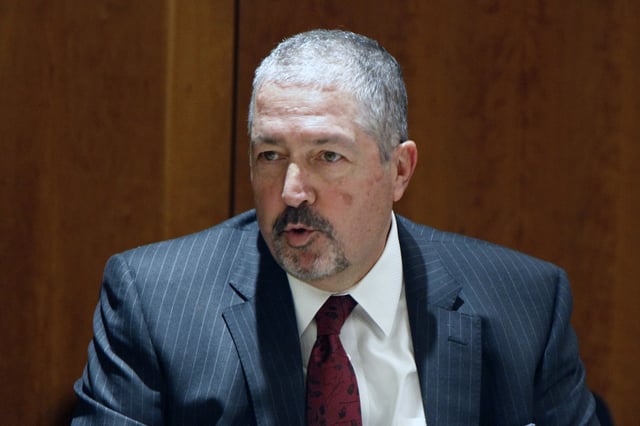 FILE - Bernalillo County District Attorney Sam Bregman joins efforts to confront organized crime as the newly appointed leader of a specialized commission of local prosecutors and leading law enforcement officials, on Wednesday, May 24, 2023, in Santa Fe, N.M. (AP Photo/Morgan Lee, File)