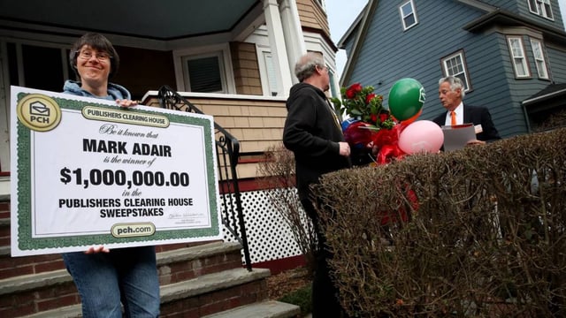 Publishers Clearing House was known to surprise winners at home and present them with an oversized check, on camera. 