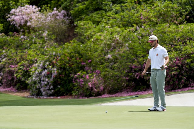 Apr 10, 2025; Augusta, Georgia, USA; Jose Luis Ballester looks to putt on the no. 13 green during the first round of the Masters Tournament. Mandatory Credit: Katie Goodale-Imagn Images