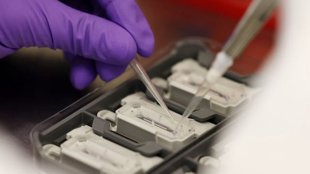 Organ-on-a-chip devices that allow scientists and drug developers to run tests on artificial human "organs" that could reduce the need for animal testing. Photo: Jessica Rinaldi/The Boston Globe via Getty Images