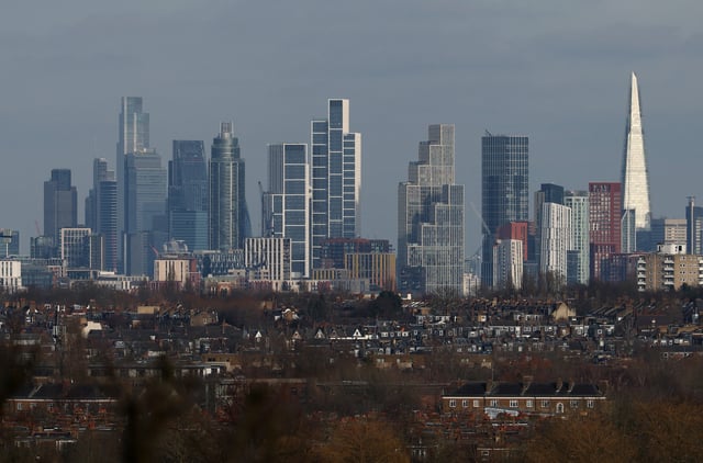 Skyscrapers are seen in central London, as viewed from south west London, Britain, January 13, 2025. REUTERS/Toby Melville/File Photo