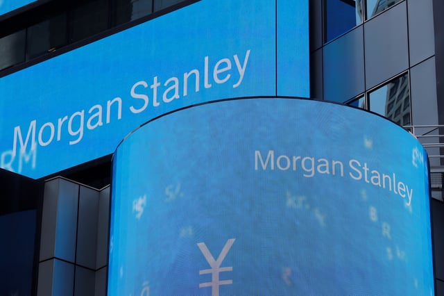 A sign is displayed on the Morgan Stanley building in New York U.S., July 16, 2018. REUTERS/Lucas Jackson/File Photo