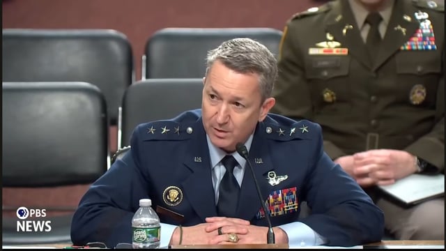 Dan Caine testifying before the Senate.