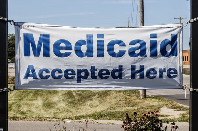 Medicaid Accepted Here sign in Kokomo in September 2019.