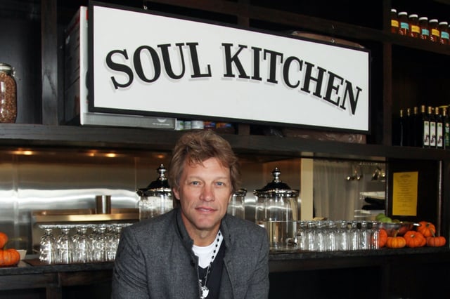 Musician and community activist Jon Bon Jovi at the grand opening celebration of The Soul Kitchen on Oct. 19, 2011 in Red Bank, N.J. 