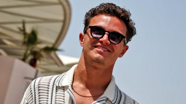 Norris cuts a relaxed figure in Bahrain, despite his lead in the drivers’ championship having been cut to one point