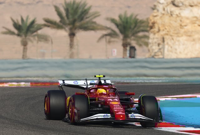 Lewis Hamilton of Great Britain driving the (44) Scuderia Ferrari SF-25 on track during practice ahead of the F1 Grand Prix of Bahrain at Bahrain International Circuit on April 11, 2025 in Bahrain, Bahrain. (Photo by /)