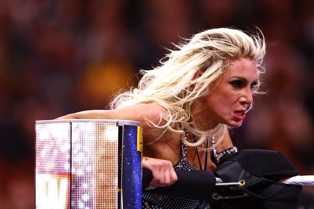 INGLEWOOD, CALIFORNIA - APRIL 01: Charlotte Flair during WrestleMania Goes Hollywood at SoFi Stadium on April 01, 2023 in Inglewood, California.