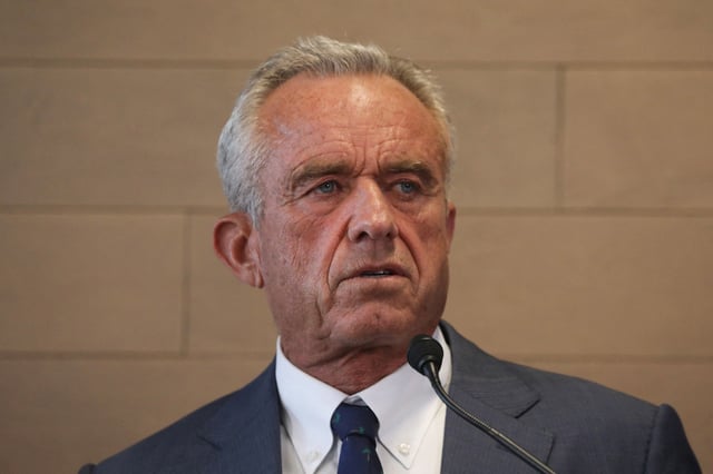 Health Secretary Robert F. Kennedy Jr. speaks during a press conference while visiting the Osher Center for Integrative Health at the University of Utah in Salt Lake City, Utah, April 7, 2025. 