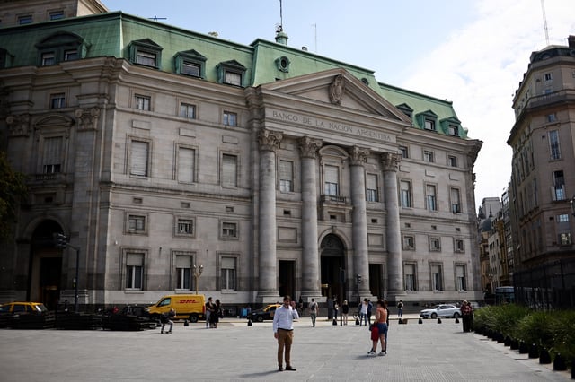 A general view of Argentina's Banco de la Nacion bank, after Argentine Economy Minister Luis Caputo and the International Monetary Fund (IMF) separately said the country and the IMF were discussing a loan, in Buenos Aires, Argentina March 27, 2025. REUTERS/Agustin Marcarian/File Photo