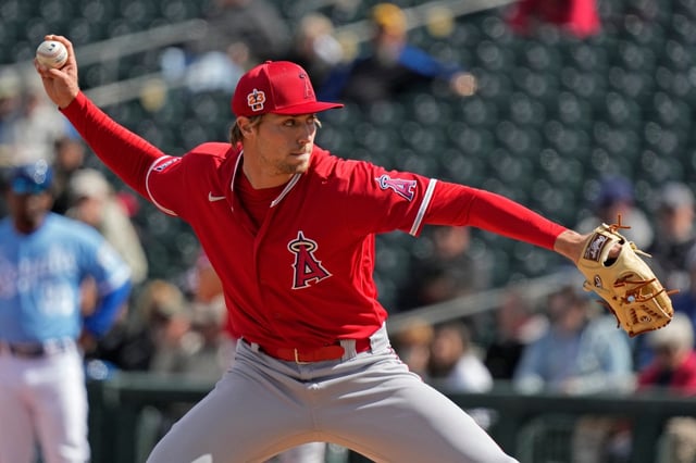 Hard-throwing Angels relief pitcher Ben Joyce said he didn’t think he was injured on Tuesday night or the next day, but when he played catch in subsequent days and still didn’t feel right, the Angels sent him for an MRI exam that showed inflammation. (AP Photo/Charlie Riedel)