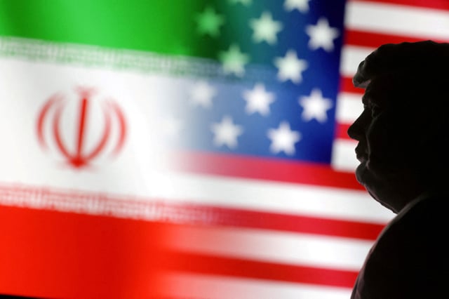 A 3D-printed miniature model of Donald Trump and the U.S. and Iran flags are seen in this illustration taken January 15, 2025. REUTERS/Dado Ruvic/Illustration/File Photo
