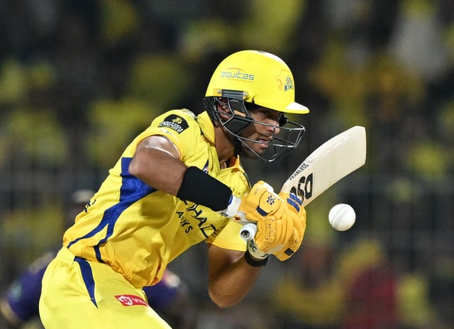 Cricket - Indian Premier League - IPL - Chennai Super Kings v Kolkata Knight Riders - M.A. Chidambaram Stadium, Chennai, India - April 11, 2025 Chennai Super Kings' Rachin Ravindra in action REUTERS/Stringer