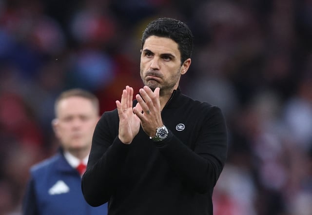 Soccer Football - Premier League - Arsenal v Brentford - Emirates Stadium, London, Britain - April 12, 2025  Arsenal manager Mikel Arteta reacts after the match REUTERS/David Klein EDITORIAL USE ONLY. NO USE WITH UNAUTHORIZED AUDIO, VIDEO, DATA, FIXTURE LISTS, CLUB/LEAGUE LOGOS OR 'LIVE' SERVICES. ONLINE IN-MATCH USE LIMITED TO 120 IMAGES, NO VIDEO EMULATION. NO USE IN BETTING, GAMES OR SINGLE CLUB/LEAGUE/PLAYER PUBLICATIONS. PLEASE CONTACT YOUR ACCOUNT REPRESENTATIVE FOR FURTHER DETAILS..