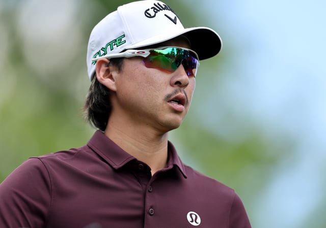 AUGUSTA, GEORGIA - APRIL 12: Min Woo Lee of Australia looks on as he walks the fifth hole during the third round of the 2025 Masters Tournament at Augusta National Golf Club on April 12, 2025 in Augusta, Georgia.