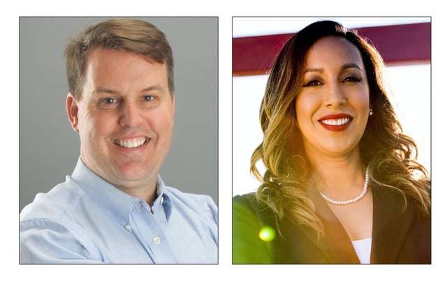 South County supervisor candidates Chula Vista Mayor John McCann and Imperial Beach Mayor Paloma Aguirre.  (Campaigns of John McCann &amp; Paloma Aguirre)