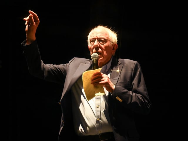 Bernie Sanders speaks onstage before Clario's performance at the 2025 Coachella Valley Music And Arts Festival on April 12, 2025 in Indio, California. (Photo by Katie Flores/Billboard via Getty Images)