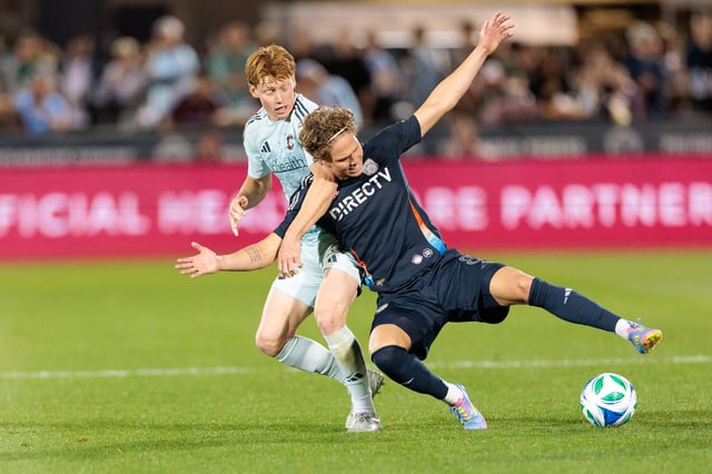 COMMERCE CITY, COLORADO – APRIL 12: Oliver Larraz #8 of Colorado Rapids fouls Onni Valakari #8 of San Diego FC during the second half at Dick’s Sporting Goods Park on April 12, 2025 in Commerce City, Colorado. (Photo by Andrew Wevers/Getty Images)