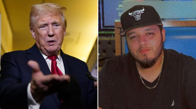 Donald Trump, left, and Kilmar Abrego Garcia, right.