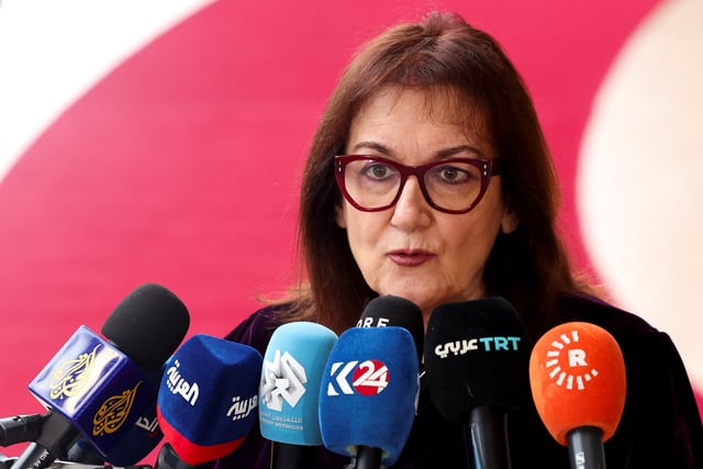 European Commissioner for Mediterranean Dubravka Suica speaks to the media in Brussels, Belgium March 17, 2025. REUTERS/Yves Herman/File Photo
