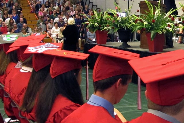 Champlain Valley Union High School students at Patrick gymnasium on the University of Vermont campus on Friday, June 16, 2017 in Burlington.